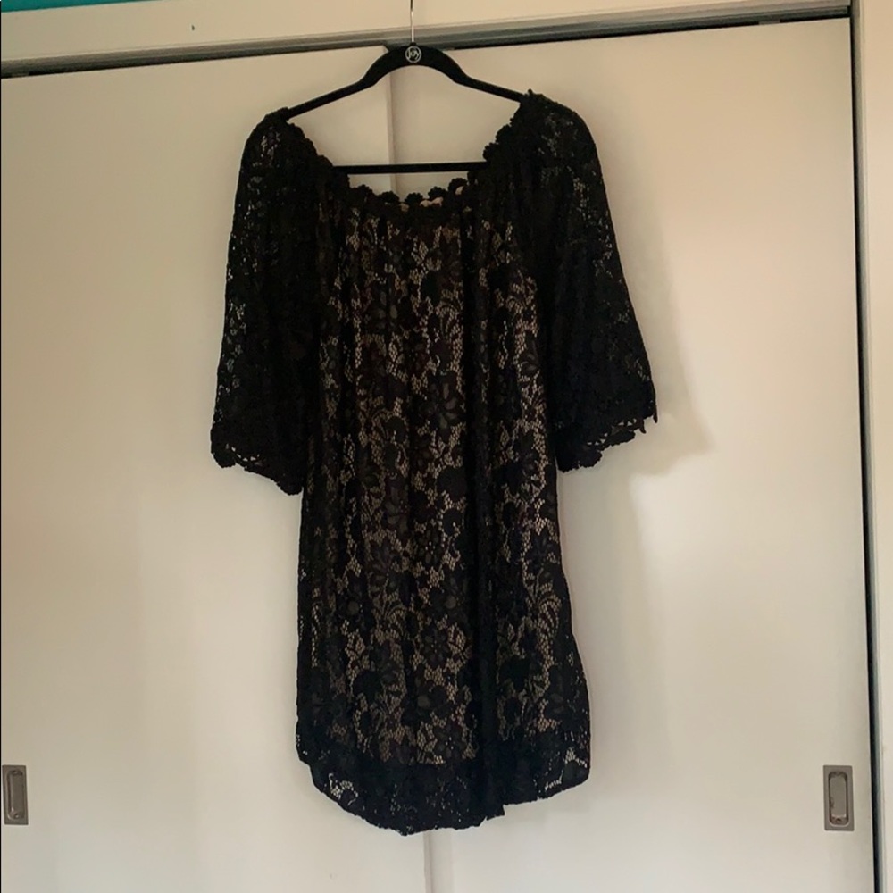 Short crochet black dress